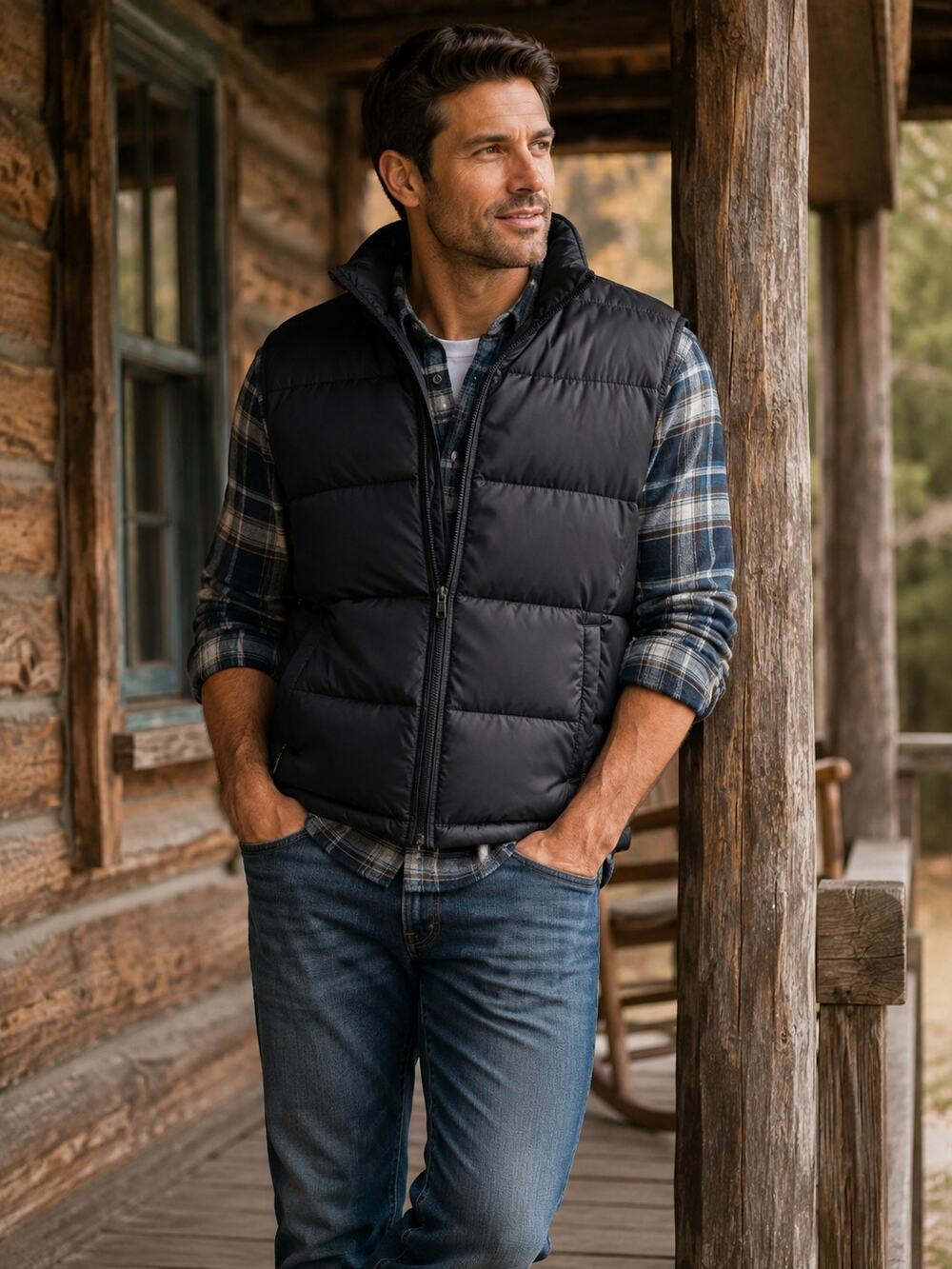 Kenneth Cole Reaction Men's Black Quilted Puffer Vest Size Large